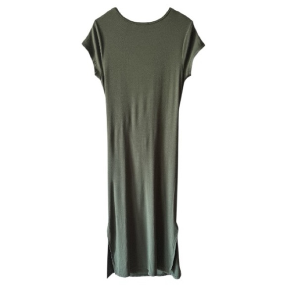Magaschoni Green Stretch Jersey Midi Dress NWT Large Casual Workwear Evening - Picture 3 of 6